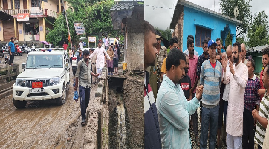 पुरोला में  आपदा प्रभावित क्षेत्रों का जायजा लेने पहुंचे जिला पंचायत अध्यक्ष दीपक बिजल्वाण