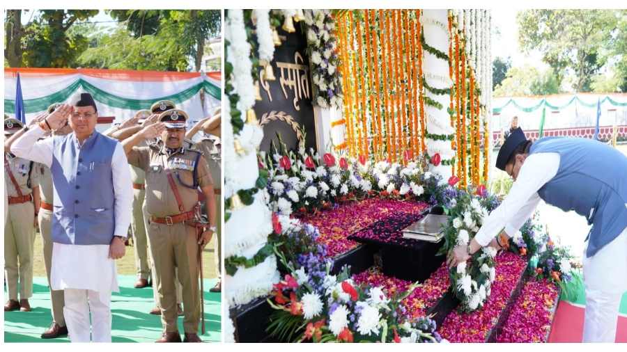 पुलिस स्मृति दिवस के अवसर पर सीएम धामी ने शहीद पुलिस जवानों को दी श्रद्धांजलि, पुलिस लाईन में की चार बड़ी घोषणाएं