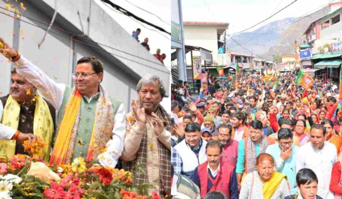 उत्तराखंड : गोपेश्वर में CM धामी का रोड-शो, उमड़ा जन सैलाब