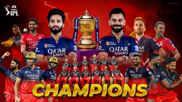 RCB बनी चैंपियन, पंजाब को हराकर जीता पहला आईपीएल खिताब, 17 सालों का सूखा खत्म कर ट्रॉफी की अपने नाम RCB बनी चैंपियन, पंजाब को हराकर जीता पहला आईपीएल खिताब, 17 सालों का सूखा खत्म कर ट्रॉफी की अपने नाम