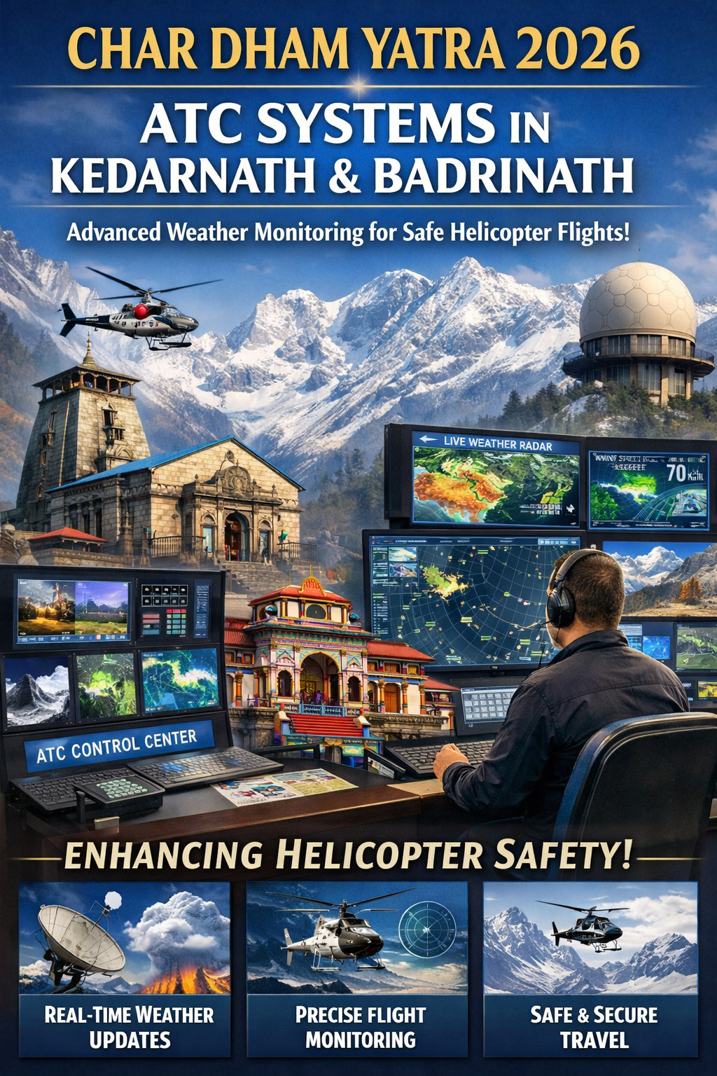 चारधाम यात्रा 2026: पहली बार केदारनाथ और बदरीनाथ में लगेगी एटीसी प्रणाली, मौसम की पल-पल जानकारी से हेलीकॉप्टर उड़ानें होंगी सुरक्षित