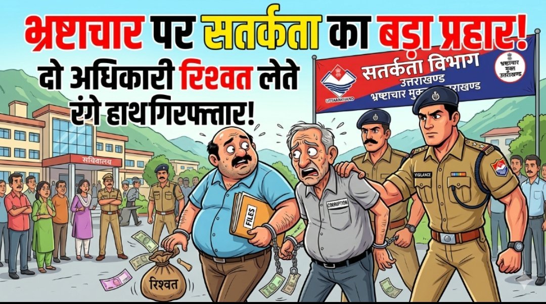 उत्तराखंड में भ्रष्टाचार पर सतर्कता का बड़ा प्रहार, दो अधिकारी रिश्वत लेते गिरफ्तार उत्तराखंड में भ्रष्टाचार पर सतर्कता का बड़ा प्रहार, दो अधिकारी रिश्वत लेते गिरफ्तार