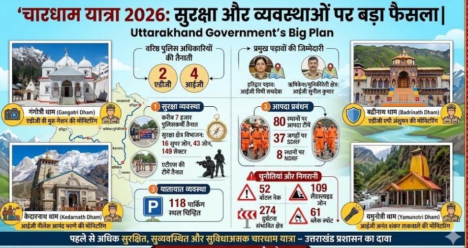उत्तराखंड : चारधाम यात्रा 2026 को लेकर बड़ा फैसला, 6 बड़े अधिकारीयों की तैनाती