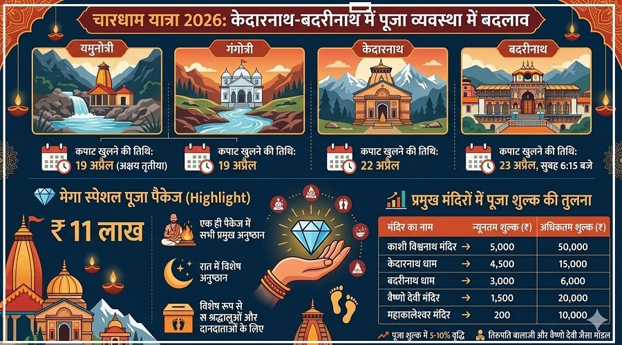 चारधाम यात्रा 2026: पहली बार 11 लाख का ‘मेगा स्पेशल पूजा’ पैकेज तैयार