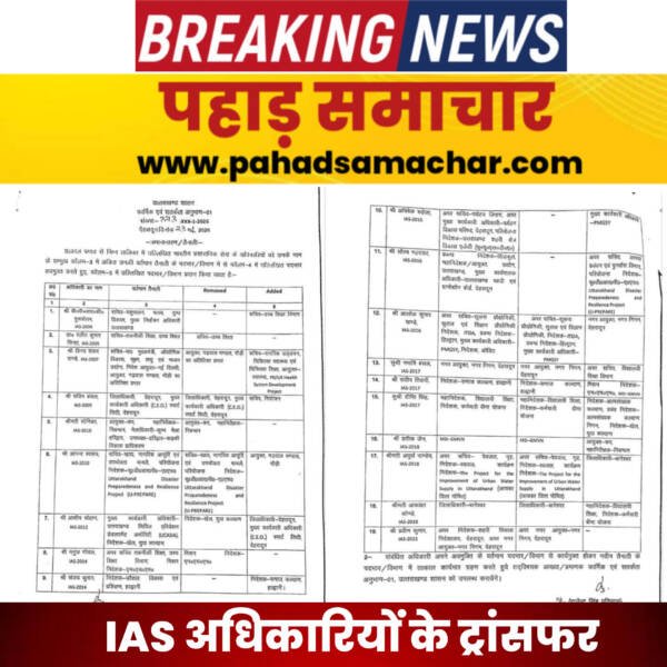 उत्तराखंड में बड़ा प्रशासनिक फेरबदल, देहरादून को मिला नया जिलाधिकारी